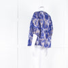 Velvet Blue Brown Floral Short Sleeve Fine Cotton Top