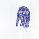 Velvet Blue Brown Floral Short Sleeve Fine Cotton Top