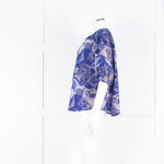 Velvet Blue Brown Floral Short Sleeve Fine Cotton Top