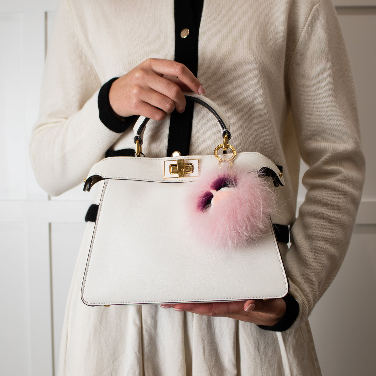 Fendi Pale Pink Fur Monster Charm Bag