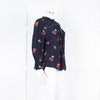 Ba&sh Navy Orange Floral Pleated Detail Long Sleeve Top