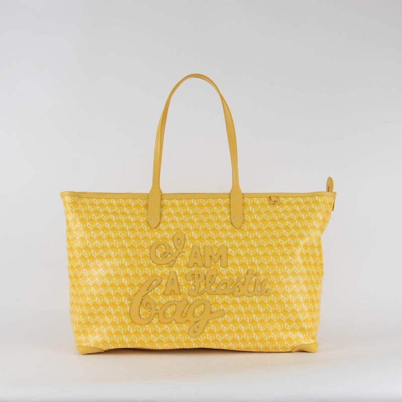 Anya Hindmarch Large I Am A Plastic Bag Tote in Lemon Yellow