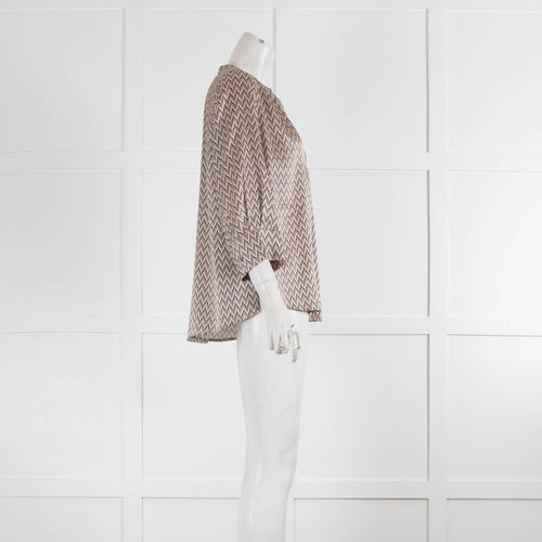 Dea Kudibal Beige Chevron Silk Blouse