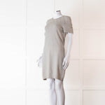 Chanel Light Grey Cashmere Lattice Short Sleeve Dress