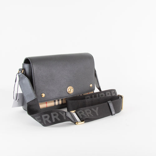 Burberry Note Bag in Black with Vintage Check