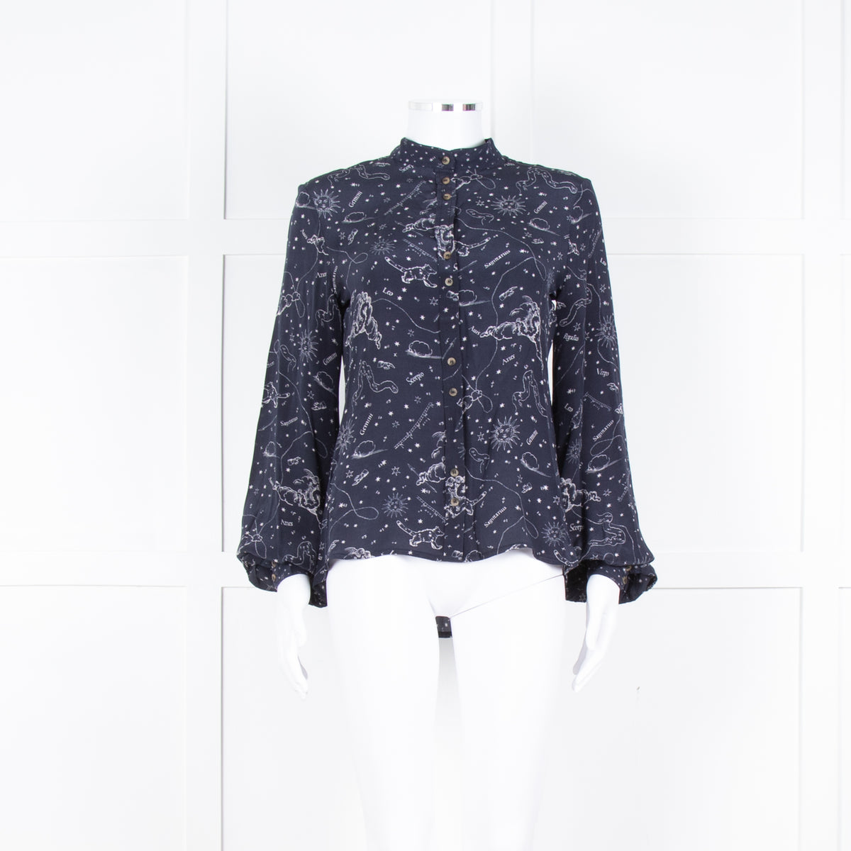 Lily And Lionel Navy White Astrological Print Long Sleeve Top