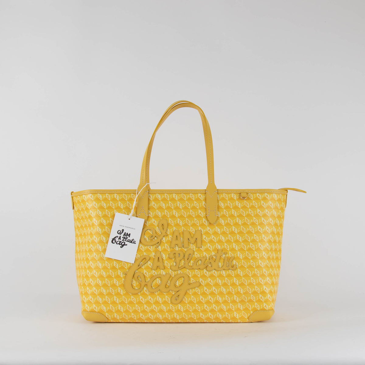 Anya Hindmarch Medium  I Am A Plastic Bag Tote in Lemon Yellow Canvas