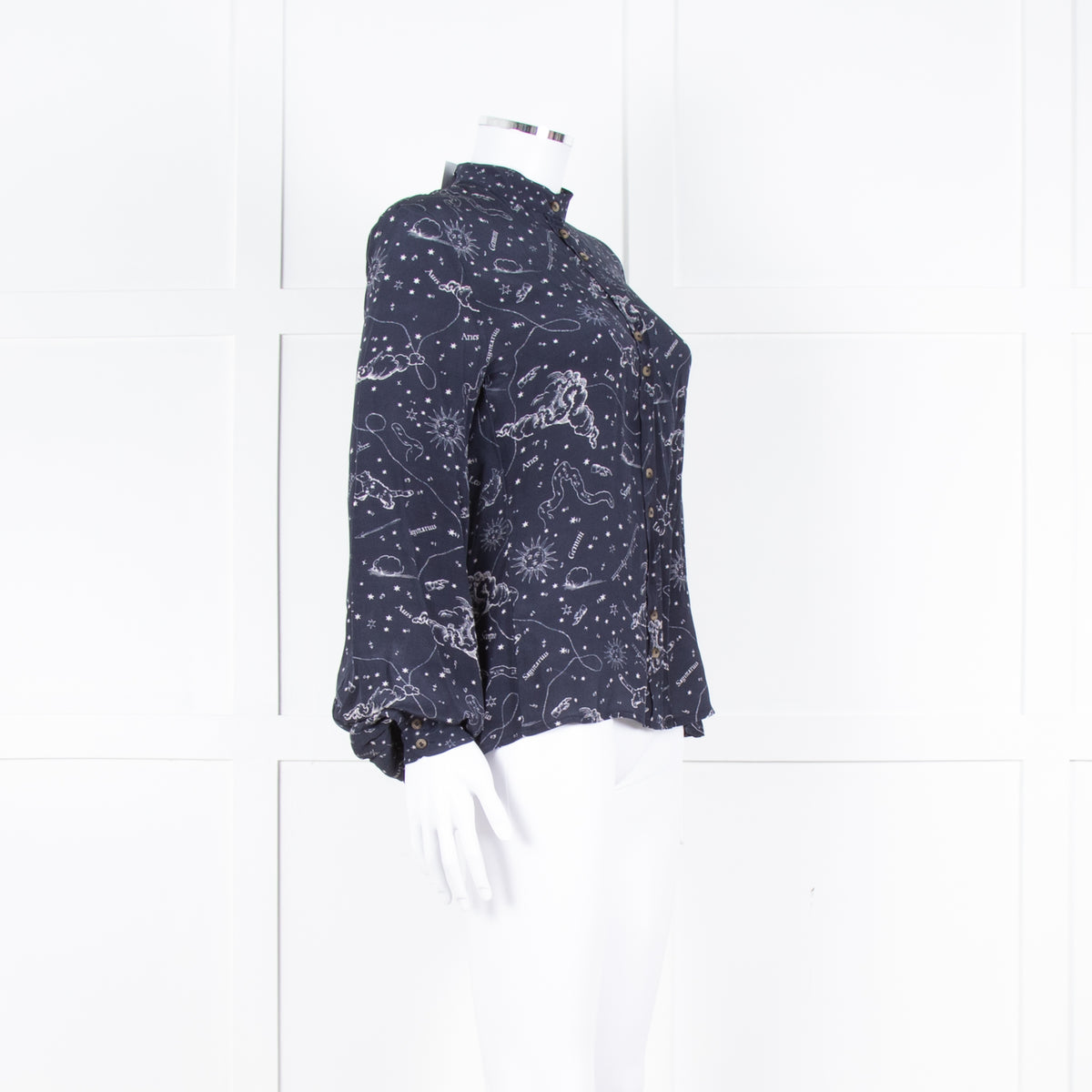 Lily And Lionel Navy White Astrological Print Long Sleeve Top