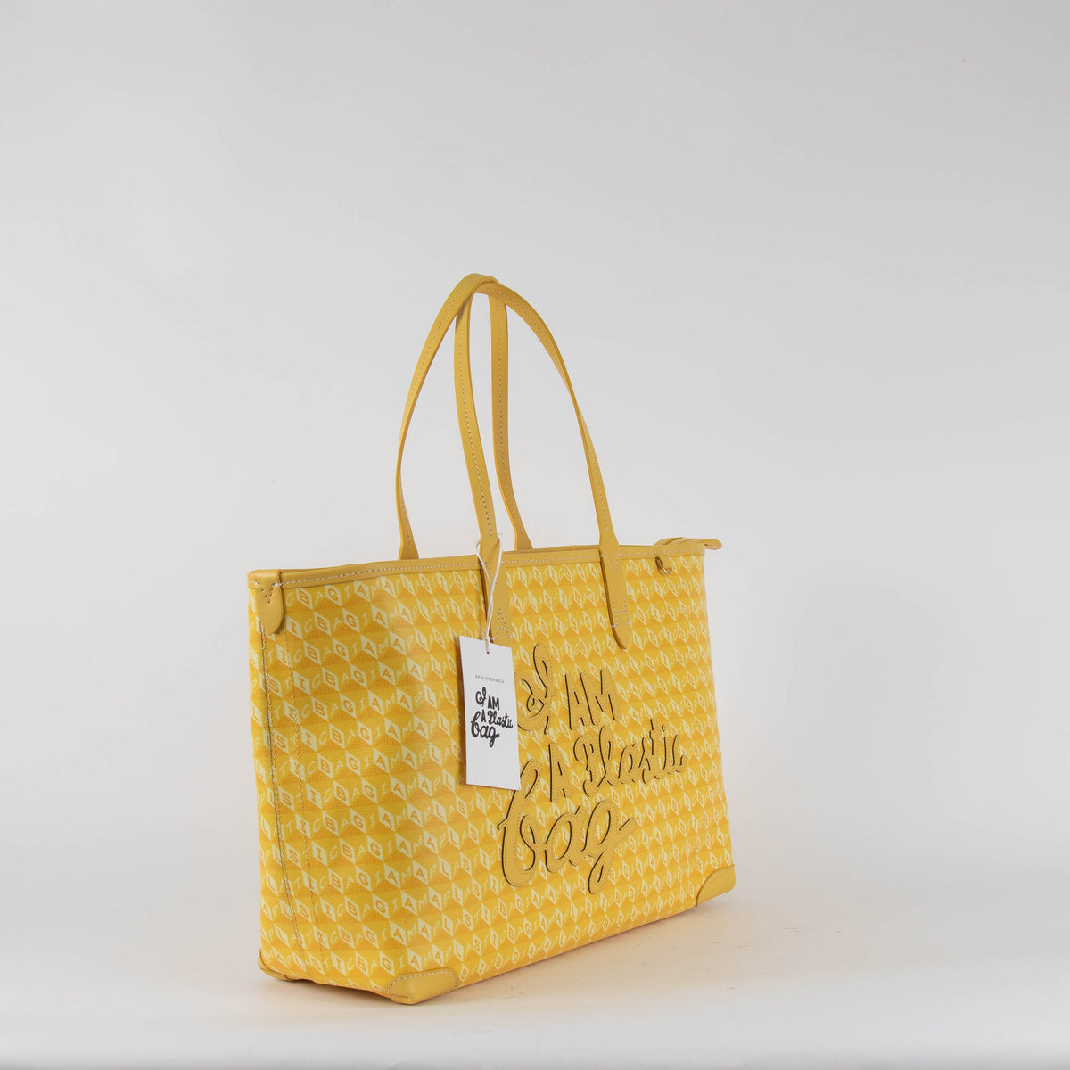 Anya Hindmarch Medium  I Am A Plastic Bag Tote in Lemon Yellow Canvas