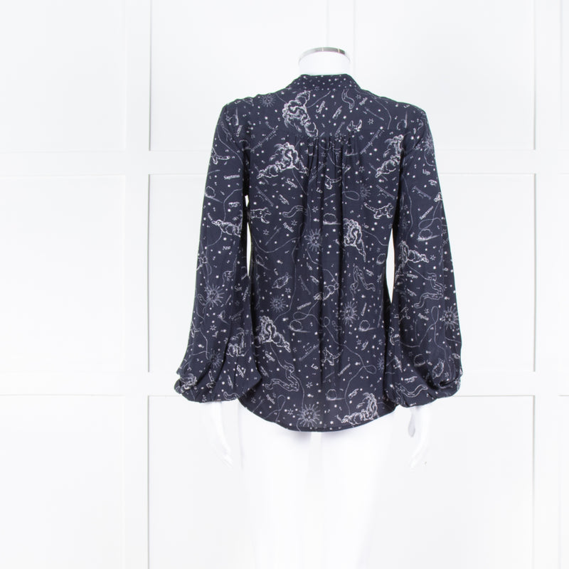 Lily And Lionel Navy White Astrological Print Long Sleeve Top