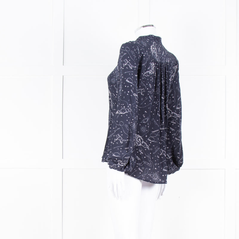 Lily And Lionel Navy White Astrological Print Long Sleeve Top