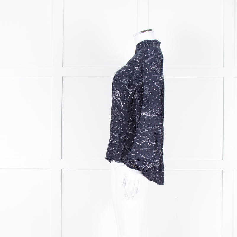 Lily And Lionel Navy White Astrological Print Long Sleeve Top