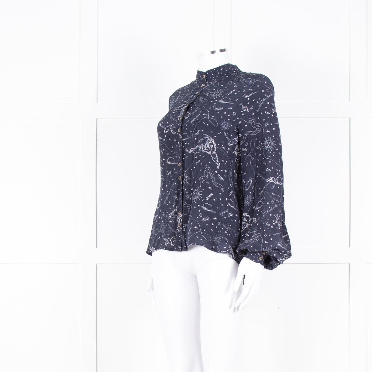 Lily And Lionel Navy White Astrological Print Long Sleeve Top