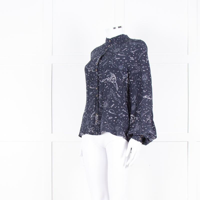 Lily And Lionel Navy White Astrological Print Long Sleeve Top