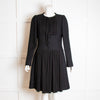 Chanel Black Wool Jersey Silk Insert Zip Detail Dress