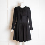 Chanel Black Wool Jersey Silk Insert Zip Detail Dress