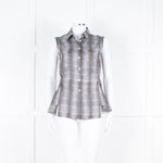 Salvatore Ferragamo Cream Grey Snakeskin Sleeveless Top