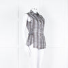 Salvatore Ferragamo Cream Grey Snakeskin Sleeveless Top