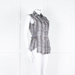 Salvatore Ferragamo Cream Grey Snakeskin Sleeveless Top