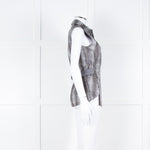 Salvatore Ferragamo Cream Grey Snakeskin Sleeveless Top