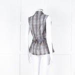 Salvatore Ferragamo Cream Grey Snakeskin Sleeveless Top