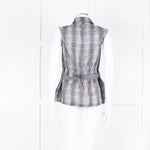 Salvatore Ferragamo Cream Grey Snakeskin Sleeveless Top