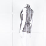 Salvatore Ferragamo Cream Grey Snakeskin Sleeveless Top