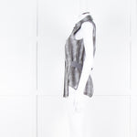 Salvatore Ferragamo Cream Grey Snakeskin Sleeveless Top