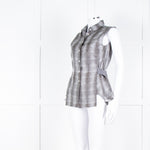 Salvatore Ferragamo Cream Grey Snakeskin Sleeveless Top