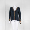 Munthe Navy And Gold Lurex Cardigan With Flared Sleeves
