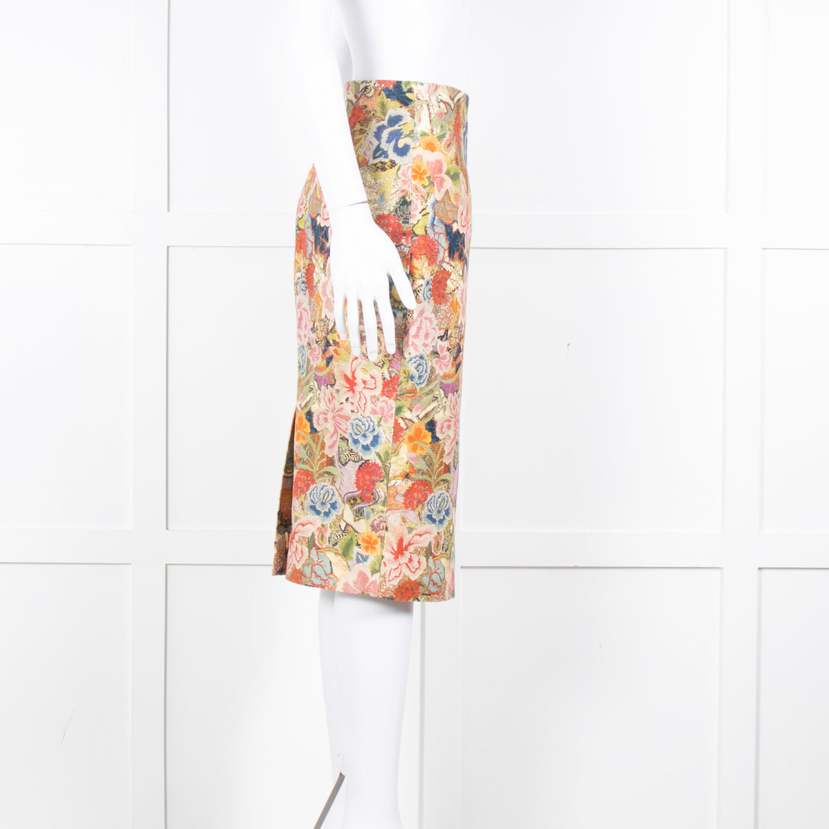 Alexander McQueen Multi Colour Floral Pencil Skirt