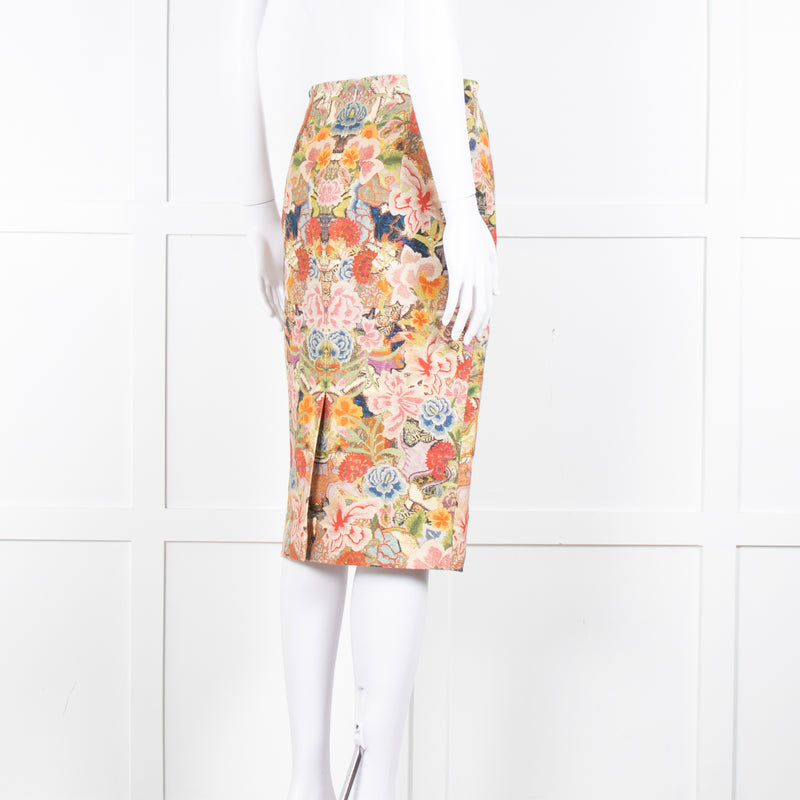 Alexander McQueen Multi Colour Floral Pencil Skirt