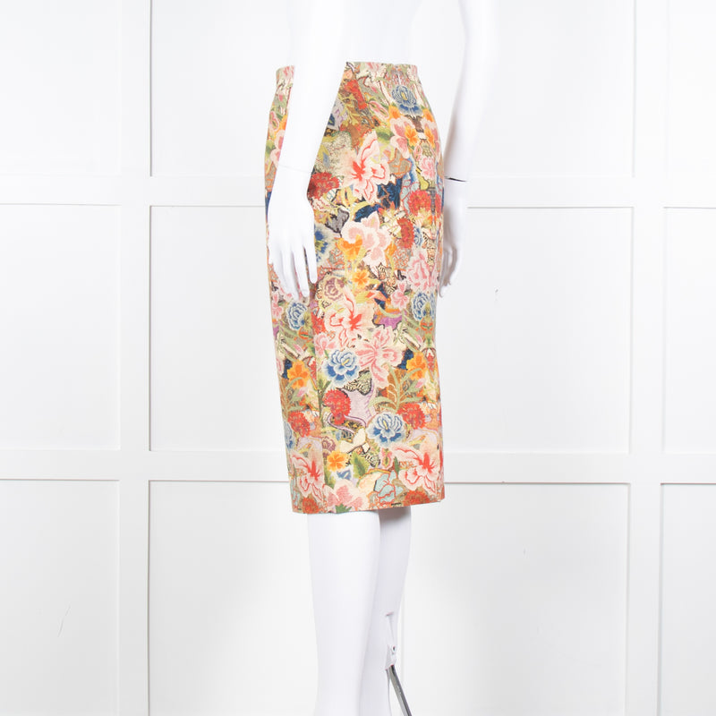 Alexander McQueen Multi Colour Floral Pencil Skirt