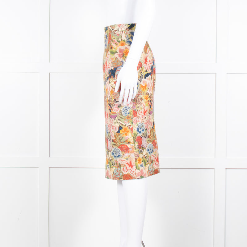 Alexander McQueen Multi Colour Floral Pencil Skirt