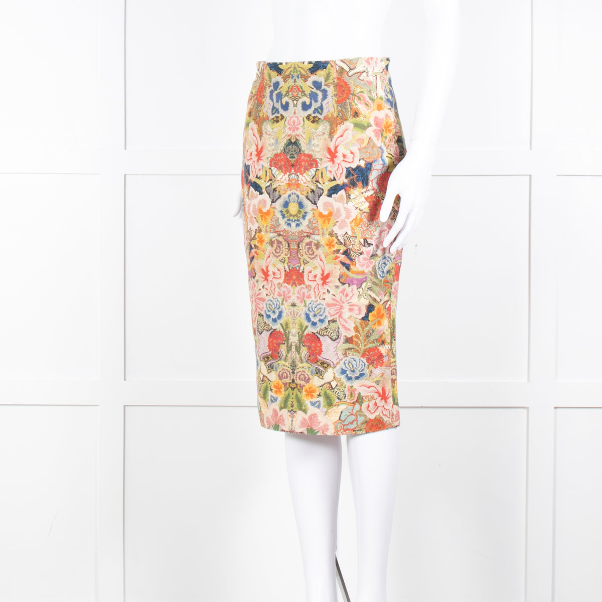 Alexander McQueen Multi Colour Floral Pencil Skirt