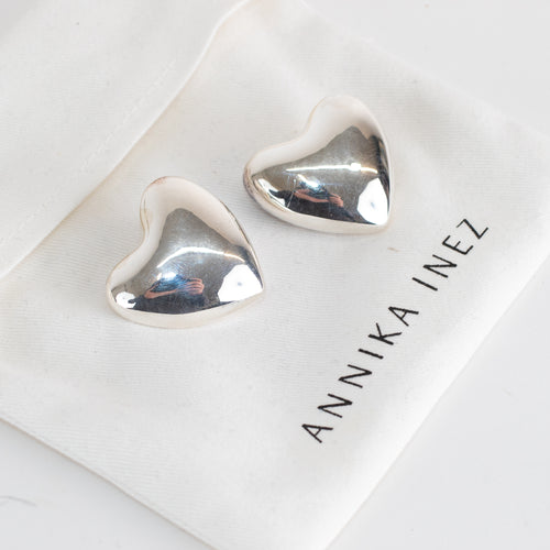 Annika Inez Voluptuous Heart Earrings Silver