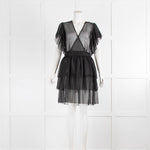 Twinset Black Lace and Sequin Tiered Short  Dress