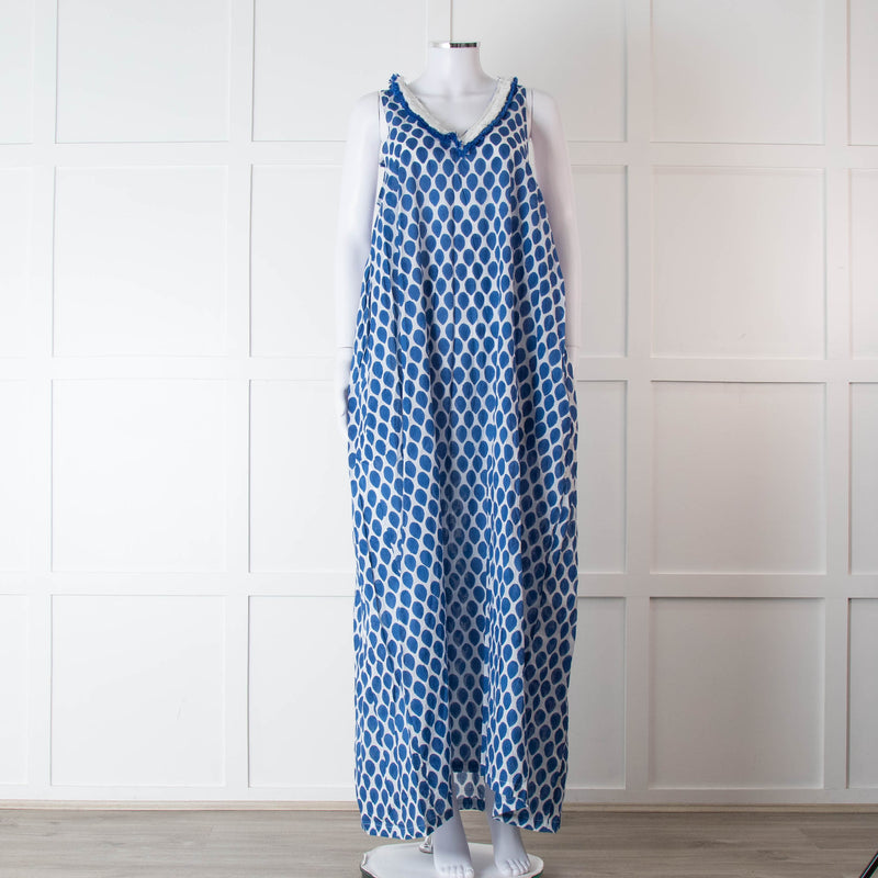 Rae Feather Blue and White Spotted Maxi Dress
