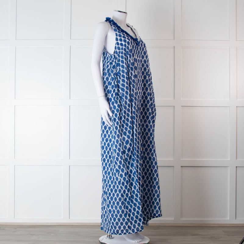 Rae Feather Blue and White Spotted Maxi Dress