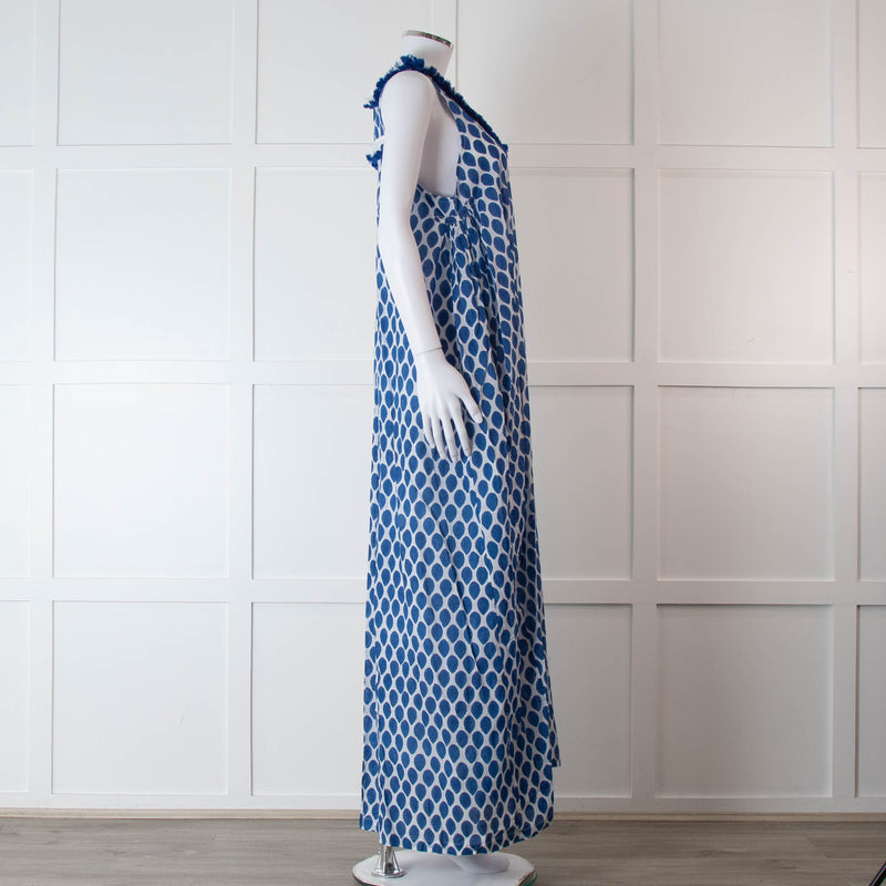 Rae Feather Blue and White Spotted Maxi Dress