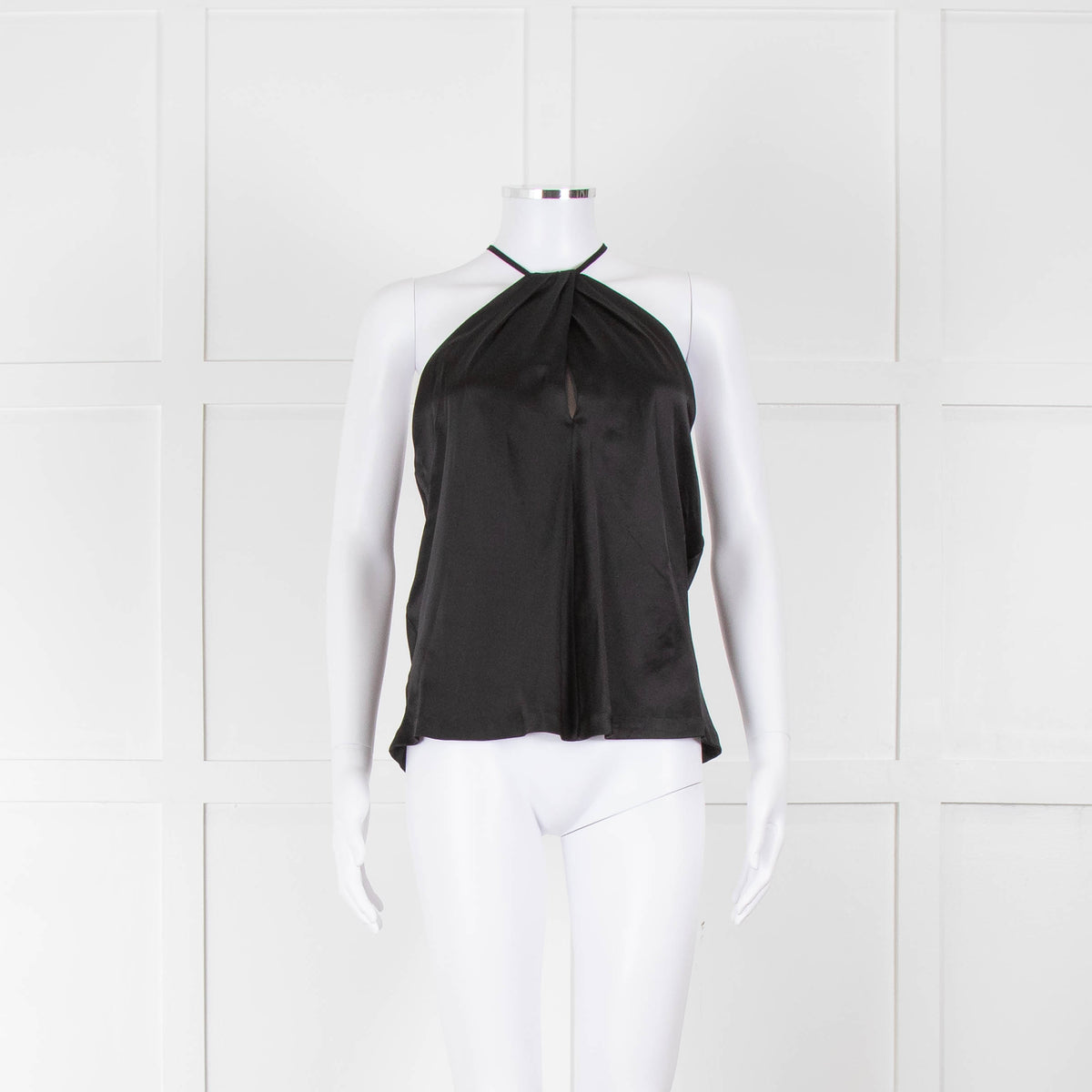 Nili Lotan Edwige Black Silk Charmeuse Halterneck Top