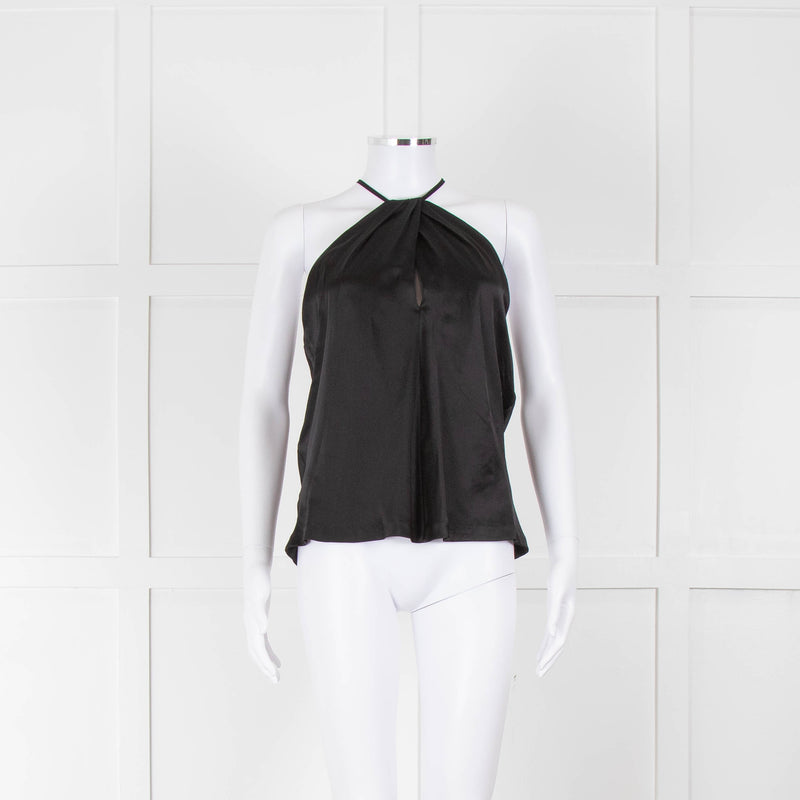 Nili Lotan Edwige Black Silk Charmeuse Halterneck Top