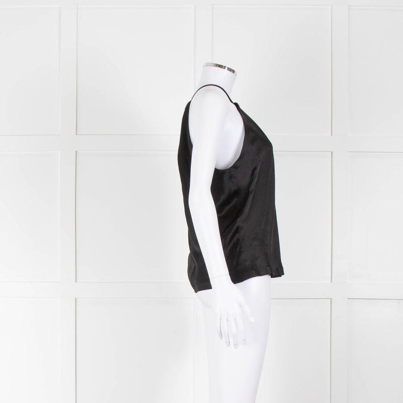 Nili Lotan Edwige Black Silk Charmeuse Halterneck Top