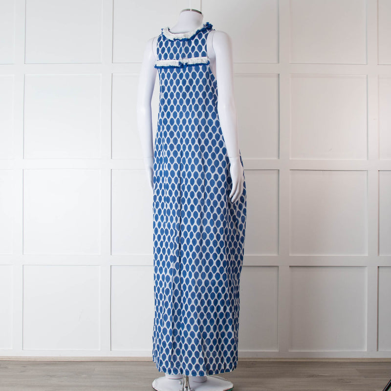 Rae Feather Blue and White Spotted Maxi Dress