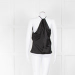 Nili Lotan Edwige Black Silk Charmeuse Halterneck Top