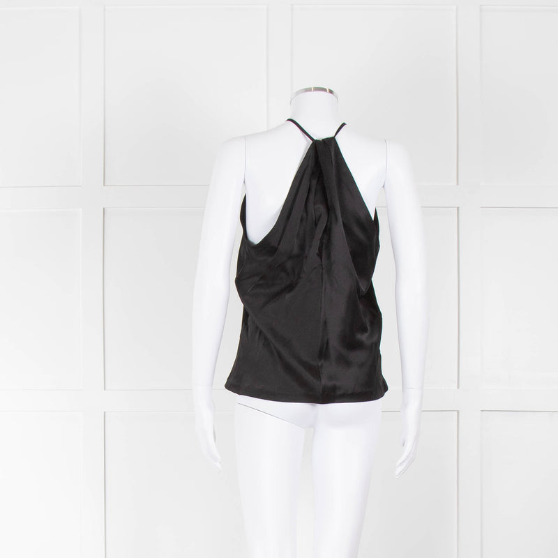Nili Lotan Edwige Black Silk Charmeuse Halterneck Top