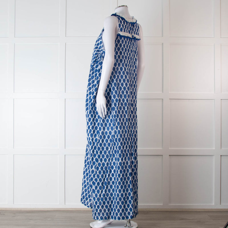 Rae Feather Blue and White Spotted Maxi Dress