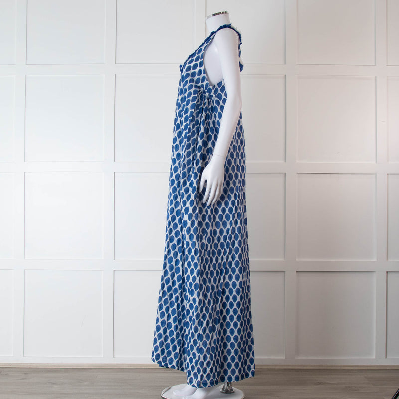 Rae Feather Blue and White Spotted Maxi Dress