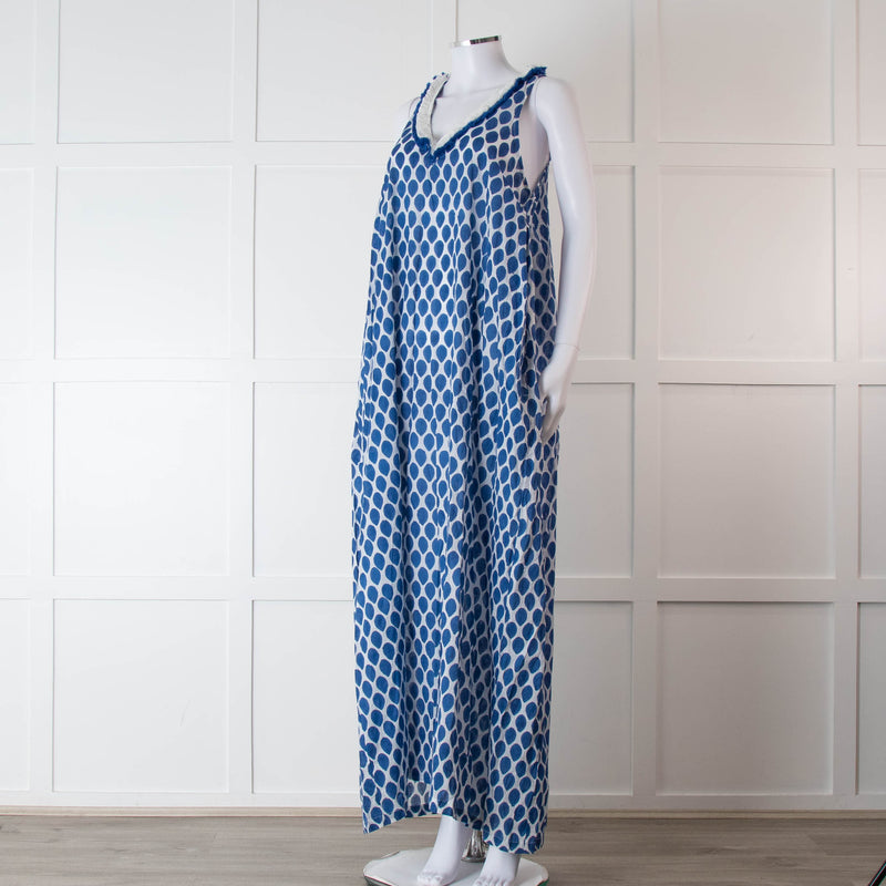 Rae Feather Blue and White Spotted Maxi Dress