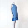 Victoria Victoria Beckham Blue Shift Dress With Contrast Pleated Hem